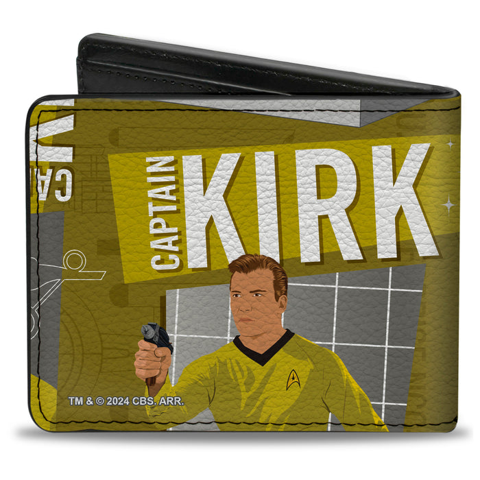 Bi-Fold Wallet - Classic Star Trek CAPTAIN JAMES T KIRK Poses Collage Yellows/Grays Bi-Fold Wallets CBS Studios Inc.   