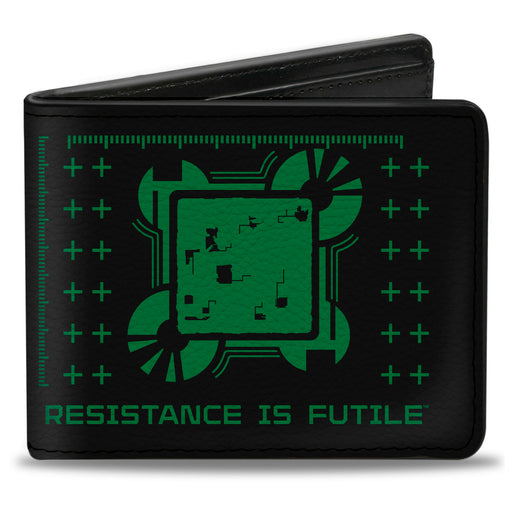 Bi-Fold Wallet - Star Trek BORG CUBE RESISTANCE IS FUTILE Icons Black/Green Bi-Fold Wallets Star Trek   