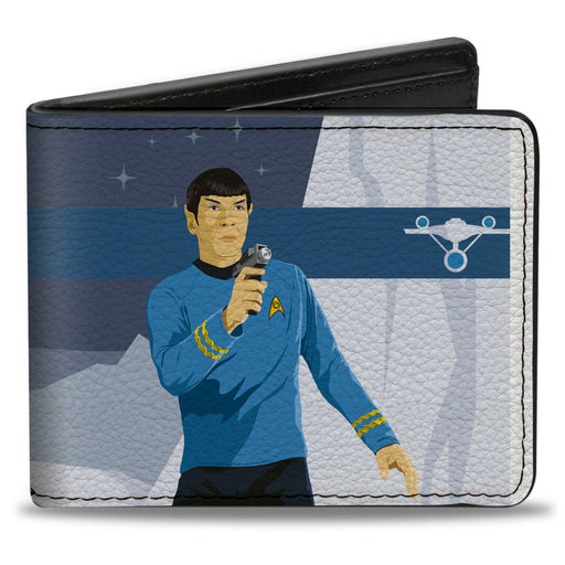 Bi-Fold Wallet - Star Trek MR. SPOCK Phaser Pose Blues/Grays Bi-Fold Wallets Star Trek   
