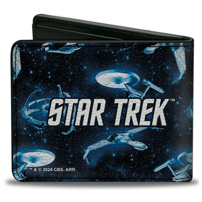 Bi-Fold Wallet - Star Trek Spaceship Fleet in Space and Title Logo Blues Bi-Fold Wallets CBS Studios Inc.   