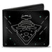 Bi-Fold Wallet - Star Wars Imperial Star Destroyer + Death Star TIE Fighters Black White Aqua Blue Bi-Fold Wallets Star Wars