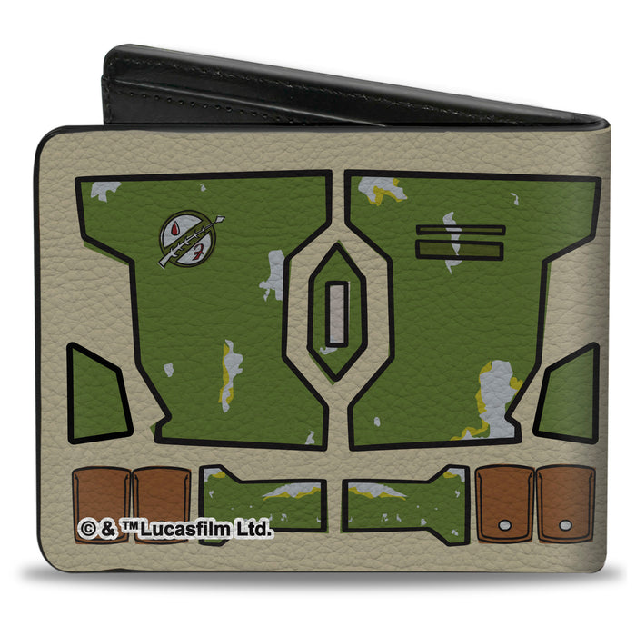 Bi-Fold Wallet - Star Wars Boba Fett Helmet Utility Elements Bounding Tan Bi-Fold Wallets Star Wars