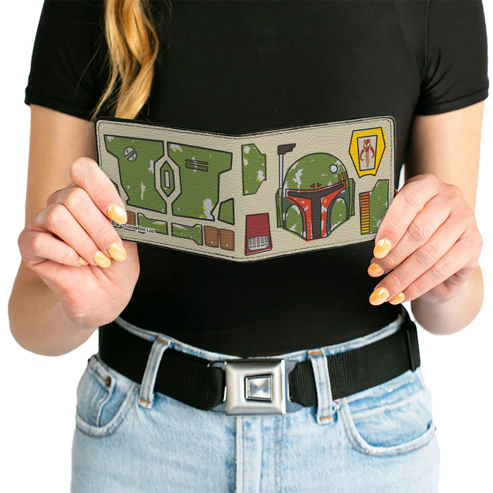 Bi-Fold Wallet - Star Wars Boba Fett Helmet Utility Elements Bounding Tan Bi-Fold Wallets Star Wars