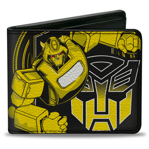 Bi-Fold Wallet - Transformers Bumblebee Pose and Autobot Logo Shield Black/Yellows Bi-Fold Wallets Hasbro   