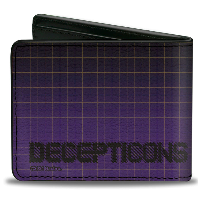 Bi-Fold Wallet - Transformers DECEPTICONS Shield Splatter and Text Grid Fade Purples Bi-Fold Wallets Hasbro   