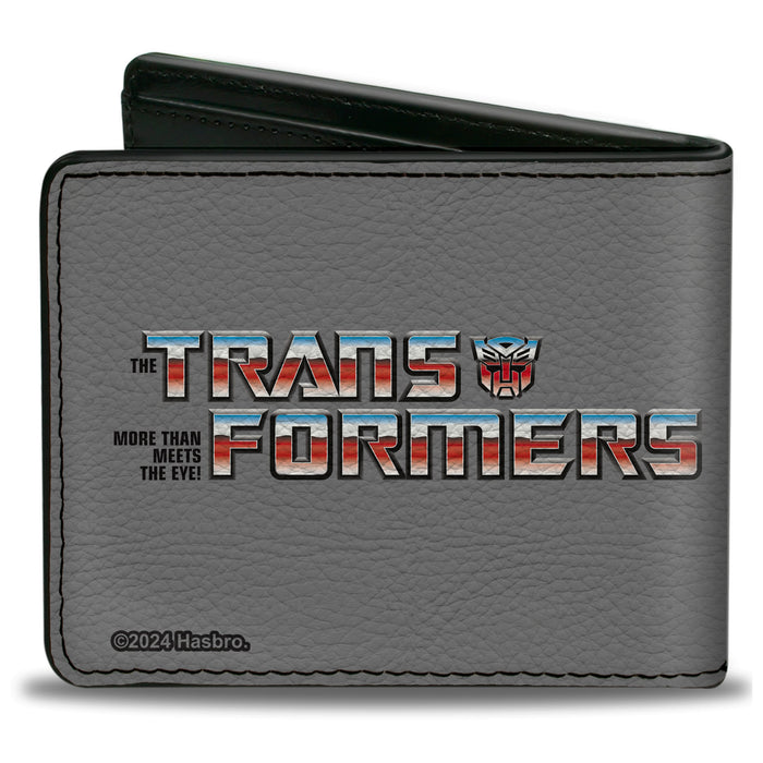 Bi-Fold Wallet - TRANSFORMERS THE BATTLE OF CYBERTRON Scene and Title Logo Gray Bi-Fold Wallets Hasbro   