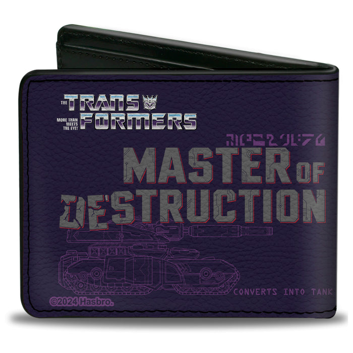 Bi-Fold Wallet - Transformers MEGATRON DECEPTICON MASTER OF DESTRUCTION and Tank Purples Bi-Fold Wallets Hasbro   