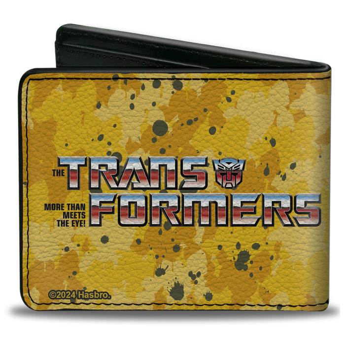 Bi-Fold Wallet - TRANSFORMERS Bumblebee STAND STRONG Autobot Icon Splatter Yellows Bi-Fold Wallets Hasbro   