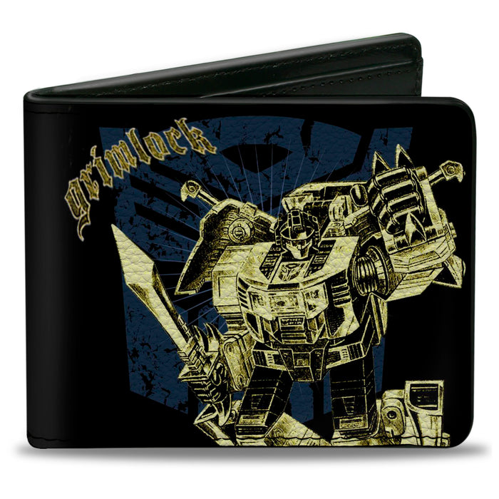 Bi-Fold Wallet - Transformers GRIMLOCK Sword Pose and Autobot Shield Black/Blue/Beige Bi-Fold Wallets Hasbro   