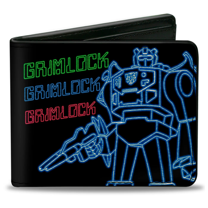 Bi-Fold Wallet - Transformers Electric GRIMLOCK Pose and Autobot Circuit Logo Black/Green/Blue/Red Bi-Fold Wallets Hasbro   