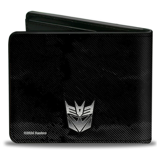 Bi-Fold Wallet - Transformers DEVASTATOR Action Pose and Decepticon Shield Black/Silver Fade Bi-Fold Wallets Hasbro   