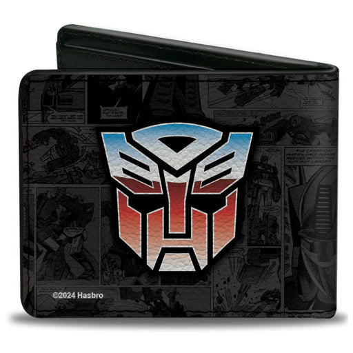 Bi-Fold Wallet - Transformers Autobots ROLL OUT Pose and Shield Comic Panels Grays Bi-Fold Wallets Hasbro   