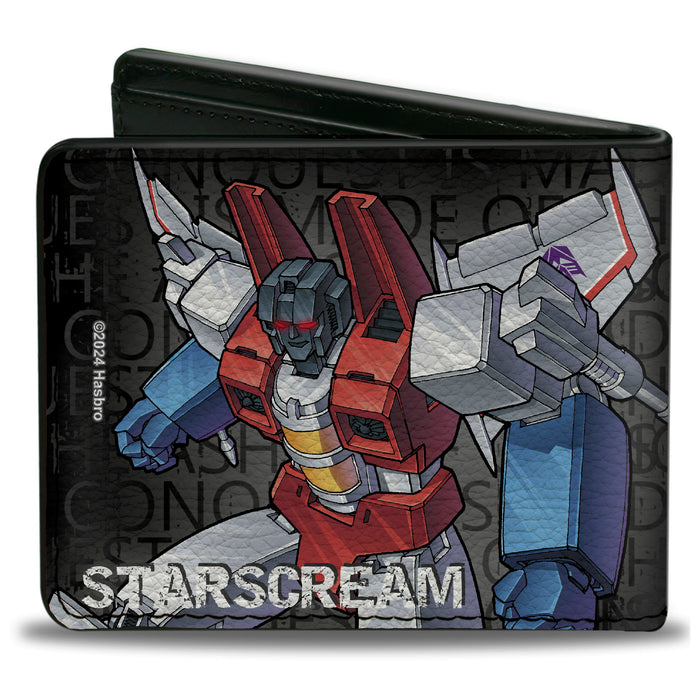 Bi-Fold Wallet - Transformers STARSCREAM  Poses and Decepticon Shield Black/Grays Bi-Fold Wallets Hasbro   