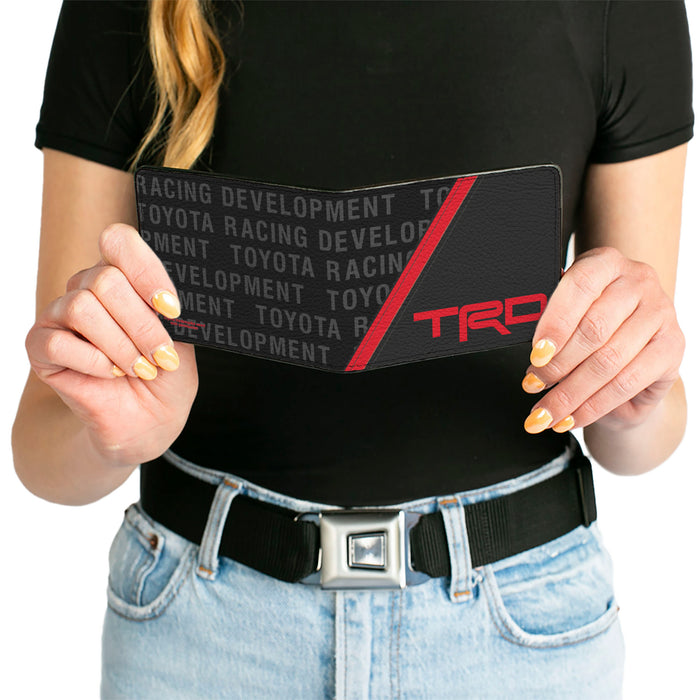 Bi-Fold Wallet - Toyota TRD Logo and TOYOTA RACING DEVELOPMENT Text Stripe Black/Red/Gray Bi-Fold Wallets Toyota