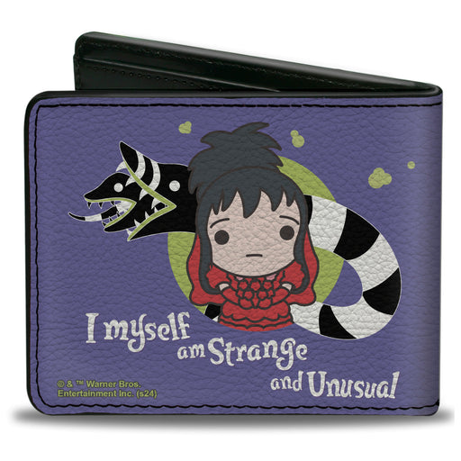 Bi-Fold Wallet - Beetlejuice Chibi Lydia and Sandworm STRANGE AND UNUSUAL Pose Blue Bi-Fold Wallets Warner Bros. Horror Movies