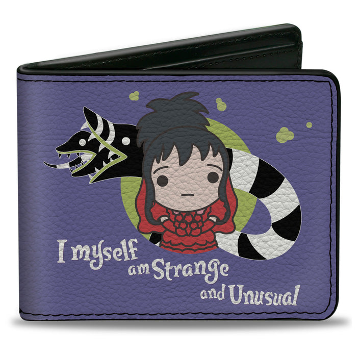 Bi-Fold Wallet - Beetlejuice Chibi Lydia and Sandworm STRANGE AND UNUSUAL Pose Blue Bi-Fold Wallets Warner Bros. Horror Movies