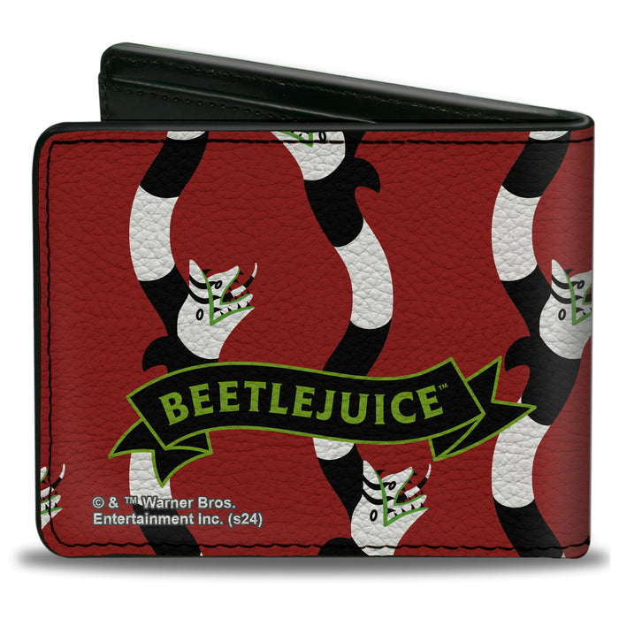 Bi-Fold Wallet - BEETLEJUICE Banner Sandworm Stripe Bed/Black/White Bi-Fold Wallets Warner Bros. Horror Movies