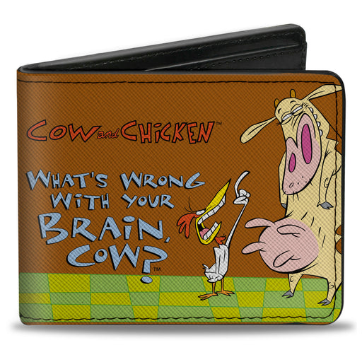 Bi-Fold Wallet - COW AND CHICKEN WHAT'S WRONG WITH YOUR BRAIN Pose Brown Bi-Fold Wallets Warner Bros. Animation   