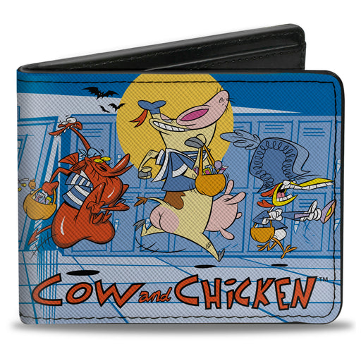 Bi-Fold Wallet - COW AND CHICKEN with Red Guy Running Pose and Title Logo Blues Bi-Fold Wallets Warner Bros. Animation   