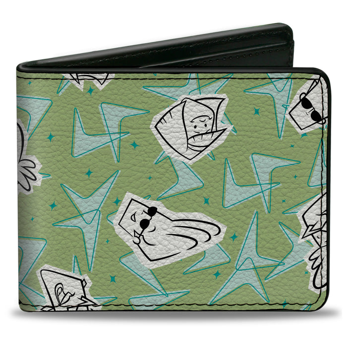 Bi-Fold Wallet - Johnny Bravo Little Suzy and Bunny Bravo Faces Collage Greens Bi-Fold Wallets Warner Bros. Animation