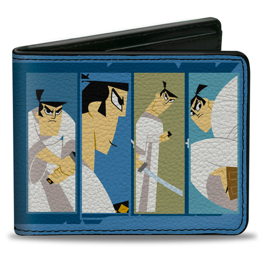 Bi-Fold Wallet - SAMURAI JACK Pose Blocks and Title Logo Blues/White Bi-Fold Wallets Warner Bros. Animation