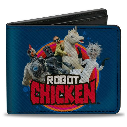 Bi-Fold Wallet - ROBOT CHICKEN Title Logo and Group Pose Blue Bi-Fold Wallets Warner Bros. Animation   