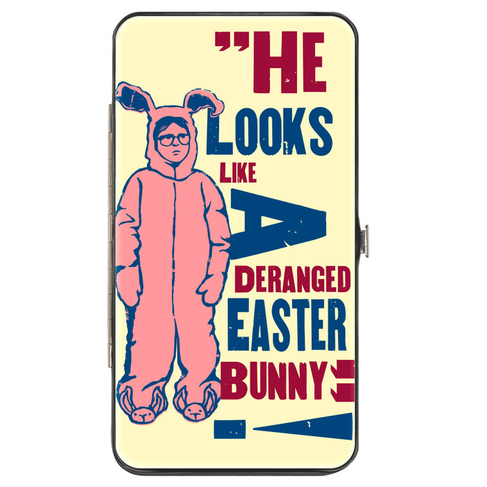 Hinged Wallet - A Christmas Story Ralphie Pink Bunny DERANGED EASTER BUNNY Pose Ivory Blue Pink Hinged Wallets Warner Bros. Holiday Movies