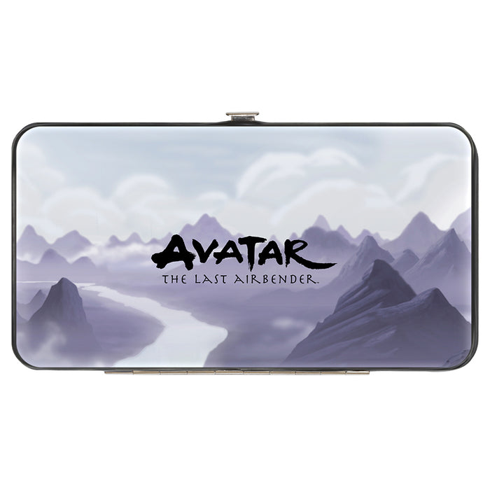 Cartera con bisagras: Avatar, el último maestro del aire, Appa con escena grupal de 4 personajes sobre montañas + logotipo Grises Negros