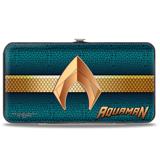 Hinged Wallet - AQUAMAN Icon Scales Stripe Blues Golds Hinged Wallets DC Comics