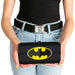 Hinged Wallet - Batman Icon Centered Bat Signal Stripe Black Yellow Grays Hinged Wallets DC Comics