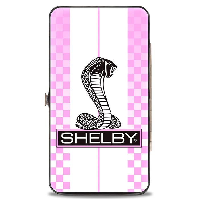 Hinged Wallet - SHELBY Tiffany Box Checker Stripe White Pinks Black Hinged Wallets Carroll Shelby