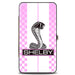 Hinged Wallet - SHELBY Tiffany Box Checker Stripe White Pinks Black Hinged Wallets Carroll Shelby