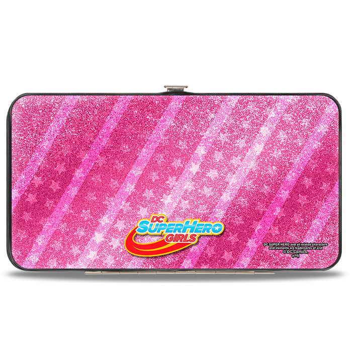 Hinged Wallet - DC SUPERHERO GIRLS 10-Character Group Pose Stars & Stripes Pinks Hinged Wallets DC Comics