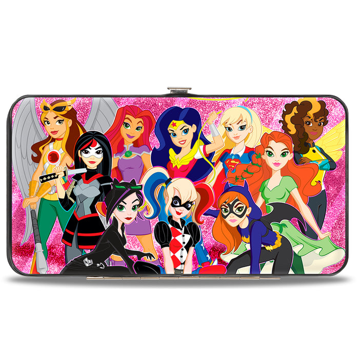 Hinged Wallet - DC SUPERHERO GIRLS 10-Character Group Pose Stars & Stripes Pinks Hinged Wallets DC Comics