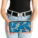 Hinged Wallet - Lilo & Stitch Scrump Pose Hibiscus Flowers Scattered Blues Hinged Wallets Disney