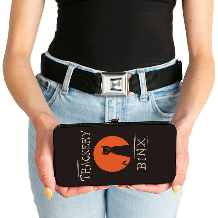 Hinged Wallet - Hocus Pocus THACKERY BINX Cat Moon Silhouette Black Orange Hinged Wallets Disney