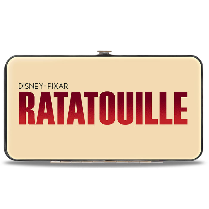 Hinged Wallet - Ratatouille Remy BON APPETIT Hiding Pose + Text Logo Beige Reds Hinged Wallets Disney