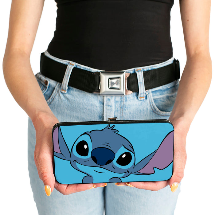 Hinged Wallet - Lilo & Stitch Stitch Sweet Smiling Pose CLOSE-UP Blues Hinged Wallets Disney