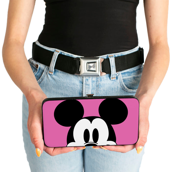 Hinged Wallet - Mickey Mouse Face Character Close-Up + Autograph Pink/Black Hinged Wallets Disney