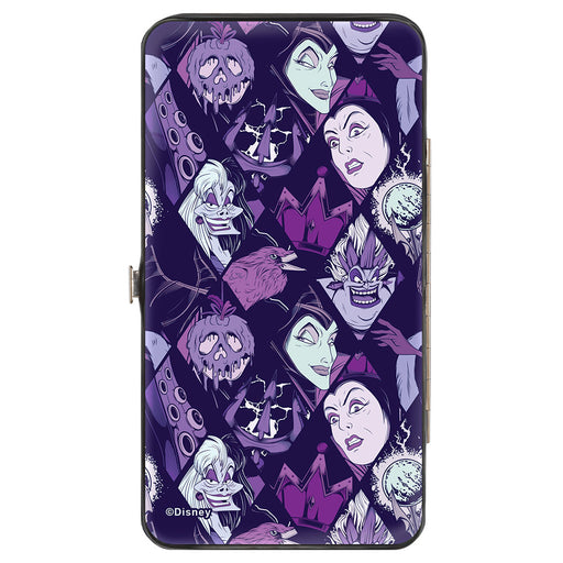 Hinged Wallet - Disney 4-Villain Expressions and Icon Blocks Purples Hinged Wallets Disney