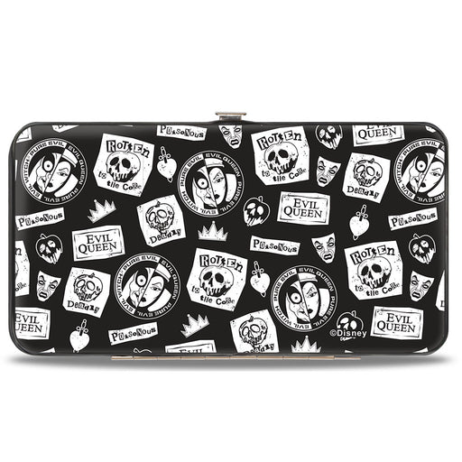 Hinged Wallet - Snow White's Evil Queen Icons Collage Black/White Hinged Wallets Disney