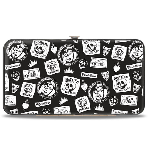 Hinged Wallet - Snow White's Evil Queen Icons Collage Black/White Hinged Wallets Disney