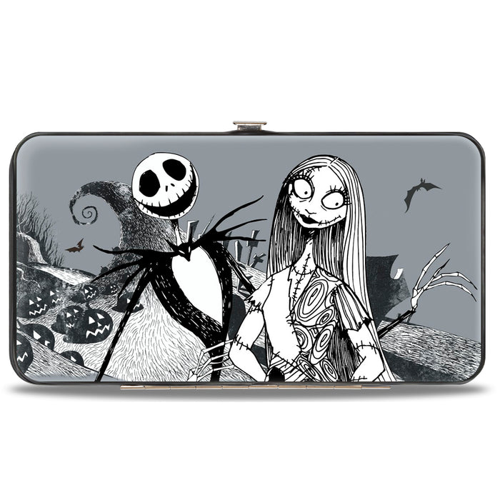 Hinged Wallet - Nightmare Before Christmas Jack & Sally Pose + Zero Sally Jack Cemetery Scene Grays Hinged Wallets Disney