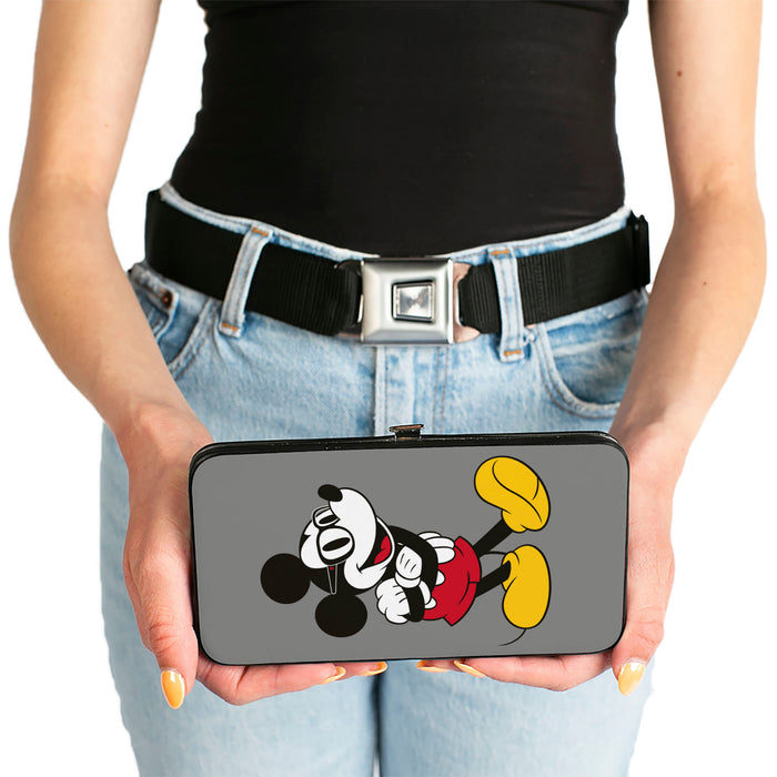 Hinged Wallet - Nerdy Mickey Mouse Arms Crossed + Walking Poses Gray Hinged Wallets Disney