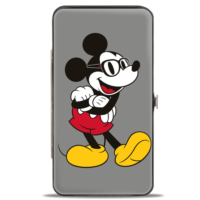 Hinged Wallet - Nerdy Mickey Mouse Arms Crossed + Walking Poses Gray Hinged Wallets Disney