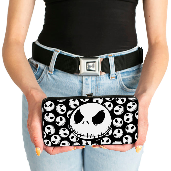 Hinged Wallet - Nightmare Before Christmas Jack Expression3 Centered Scattered Black White Hinged Wallets Disney