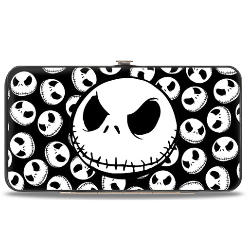 Hinged Wallet - Nightmare Before Christmas Jack Expression3 Centered Scattered Black White Hinged Wallets Disney