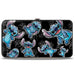 Hinged Wallet - Stitch 3-Poses Scattered Hibiscus Sketch Black Grays Hinged Wallets Disney