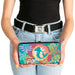 Hinged Wallet - Ariel Pose Silhouette Shells & Sea Flowers Collage Aqua Blue Multi Color Hinged Wallets Disney