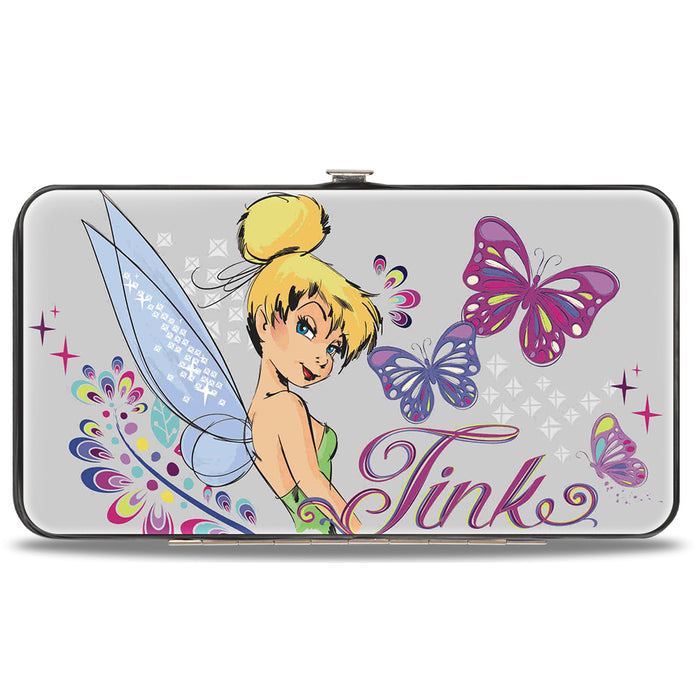 Hinged Wallet - Tinker Bell Over Shoulder Pose Sketch TINK + Butterflies Grays Multi Color Hinged Wallets Disney